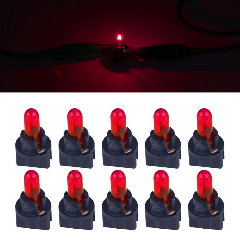 10pcs/set Red T5 Car Interior Dashboard trument Gauge Indicator Light Bulb Universal 12V