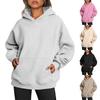 Damskie bluzy plus size z kapturem z długim rękawem z okrągłym dekoltem w jednolitym kolorze, oversize'owe pulowery, zestawy