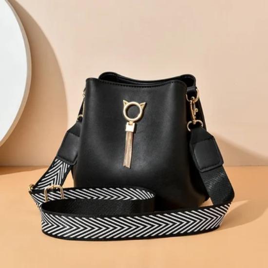 Geantă de damă din piele cu curea largă de calitate, de designer la modă, tip crossbody