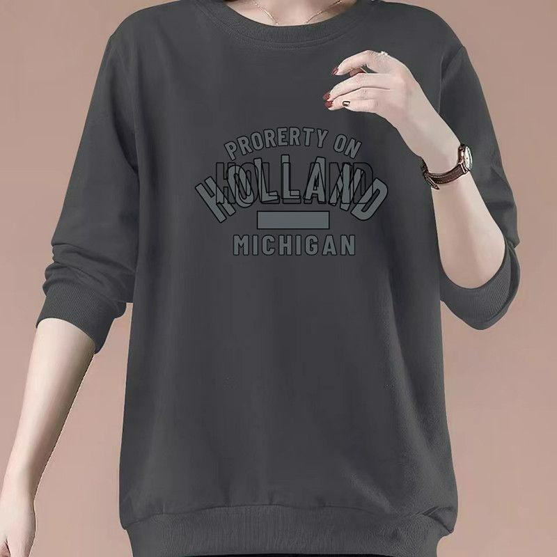 

Cotton Sweater Women s Autumn and Winter Loose Long-sleeved Fashion Round Neck Middle-aged Mother Top XS серый