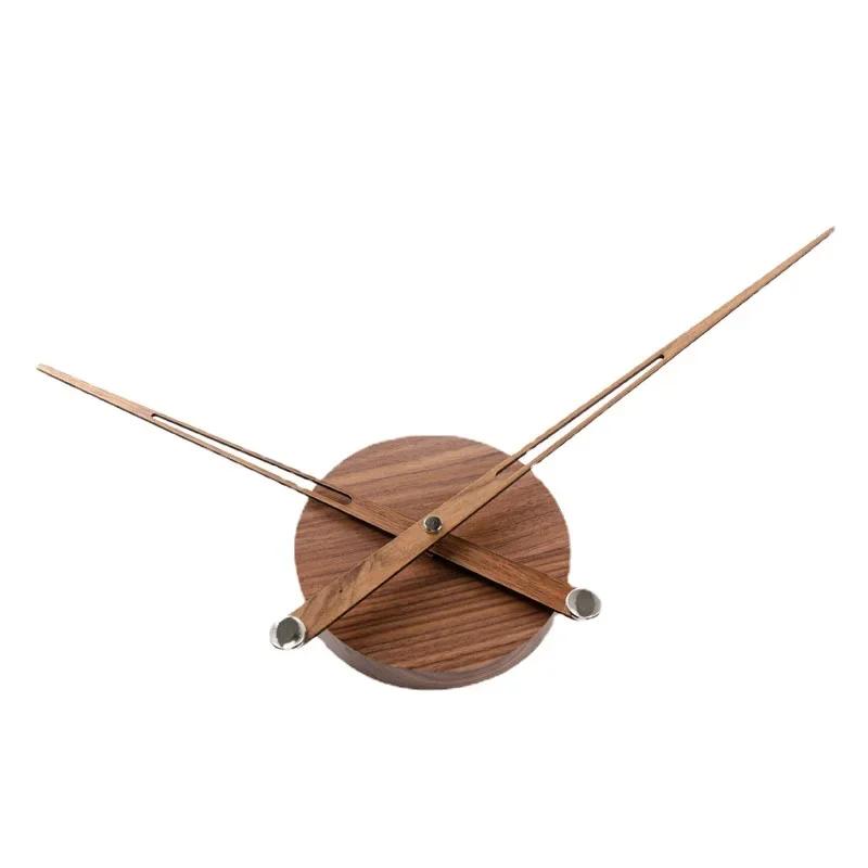 DIY Large Wall Clock Modern Spain Silent Mechanism Wood Pointer Large Torque Quartz Movement Clocks Black Walnut Needles Mural