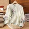 Elegante Sommerbluse im chinesischen Stil mit Blumenmuster