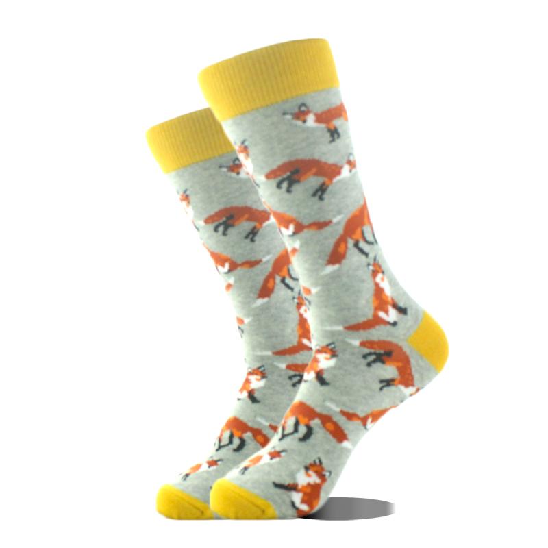 Cool Design Avocado Crew Socks Men Creative Eye Guitar Bus Pattern Sokken Duck Cat Fox Otter Animals Divertidos Chaussette Sox