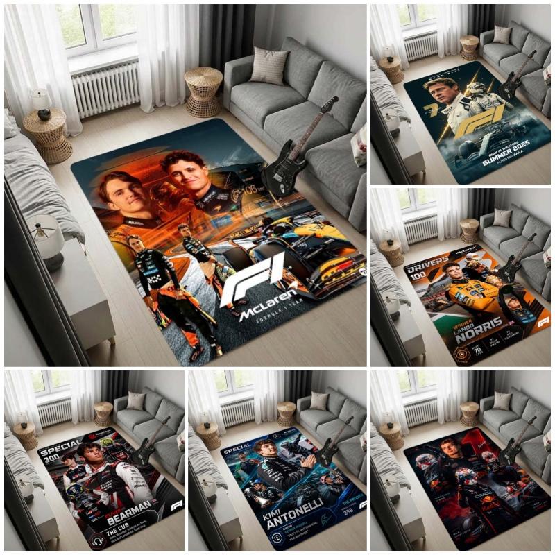 F1 McLaren Team Area Rug, Formula 1 Racing Drivers Collage Print Non Slip Floor Rug for Fan Bedroom Living Room Decor