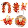 Festive Harvest Party Wall Decoration Artificial Maple Leaf Garland, Autumn Pumpkin Rattan Wreath Rustic for Home Decor Decor, Thanksgiving