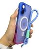 Lusso Con Cordino Onda d'Acqua Per Custodia Telefono Magsafe Per iPhone 16 12 13 14 15 Pro Max Gradiente Opaca Traslucida Cover Posteriore