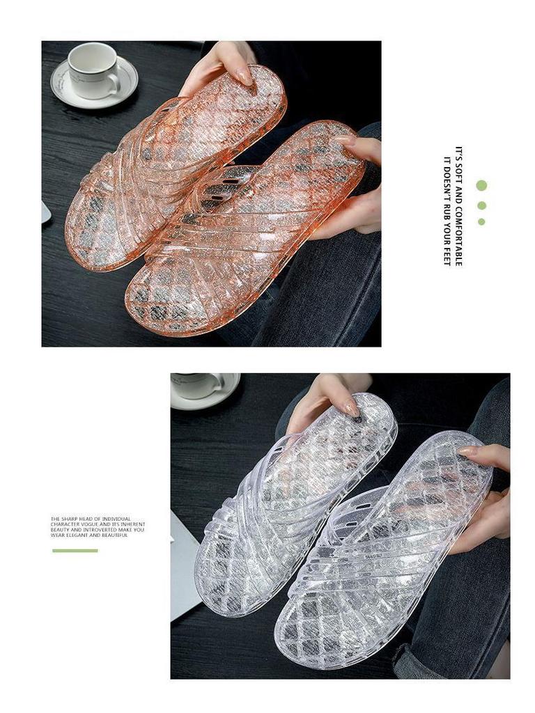 Crystal Clear Non-slip Jelly Slippers for Home & Shower