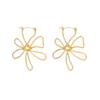 Minimalist Hollow Floral Asymmetrical Design Earrings For Women, Suitable For Daily, Vacation, Date, Couple Gift