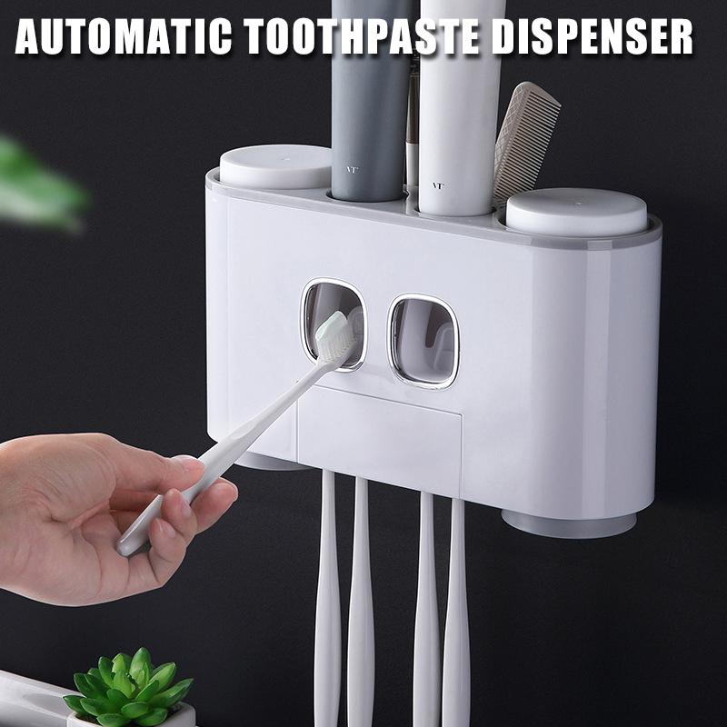 

PDTO Многофункциональный автоматический дозатор зубной пасты Держатель зубной щетки Магнитная чашка