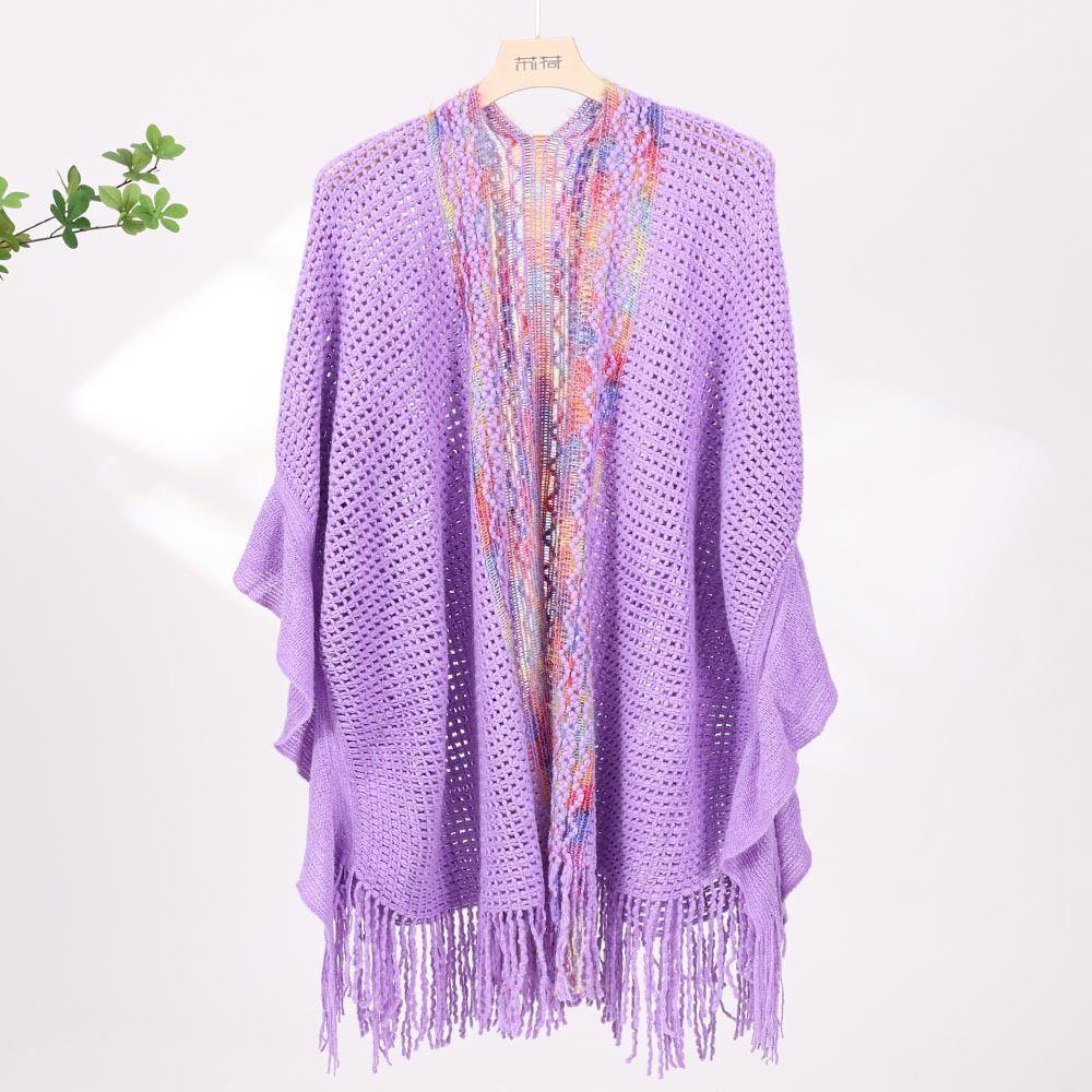 Ethnic Style Ladies Tassel Cape Hollow Wraps Scarf Coat Womens Knitted Shawl