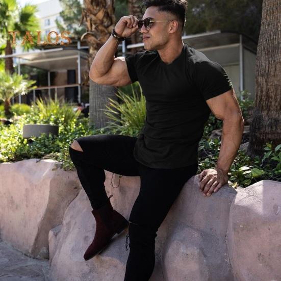 Men Sport Top Round Neck Thin Sweat Absorption Quick-drying Short Sleeve Solid Color Basketball Training Fitness Workout T-shirt