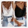 Women's Sexy Lace Camisole Tank Top Slim Fit V-Neck Sleeveless with Floral Lace Trim Solid Color Summer Tops for Casual Outings