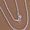 16/18/20/22/24 inch Women Silver Plated 2mm Twisted Necklace Chain No Pendant