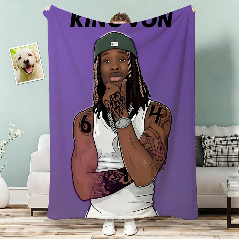 King Rapper Von Throw Lightweight 240G Flannel Blanket Soft Skin-Friendly For Summer Cooling