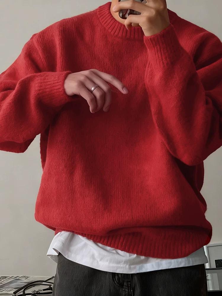 Herrtröja med huva, smal passform, garnfärgad, stickad: Europeisk Stil, Amerikansk Liten Krage, Långa Ärmar, Mjuk & Andningsbar Modalull.