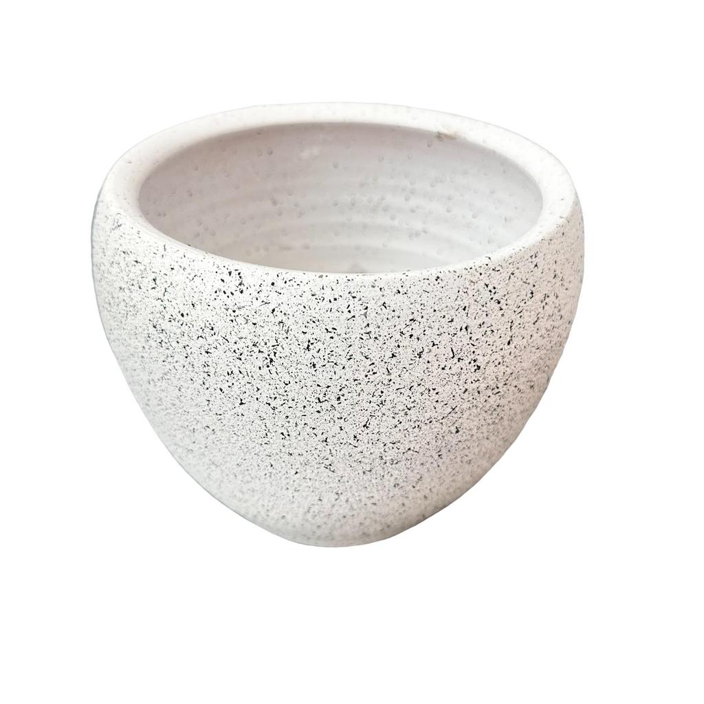 Weißer Granit-Erde-Topf, Blumentopf, Pflanzgefäß, Wohnzimmer-Blumenhalter – 15 cm