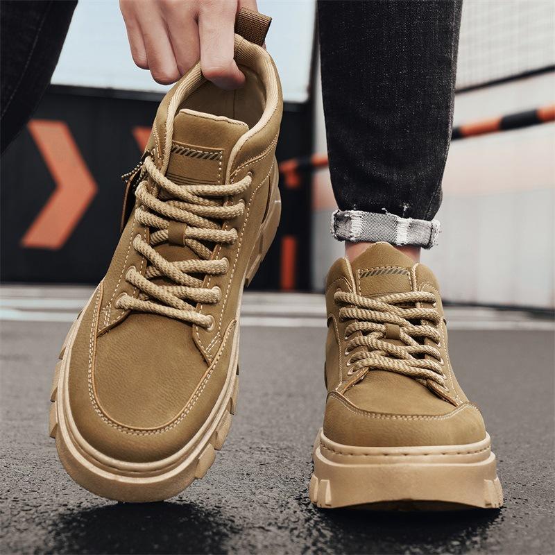 British Retro High-top Tooling Shoes Spring and Autumn New Martin Boots Men's Medium-top Outdoor Platform Sports and Leisure Shoes