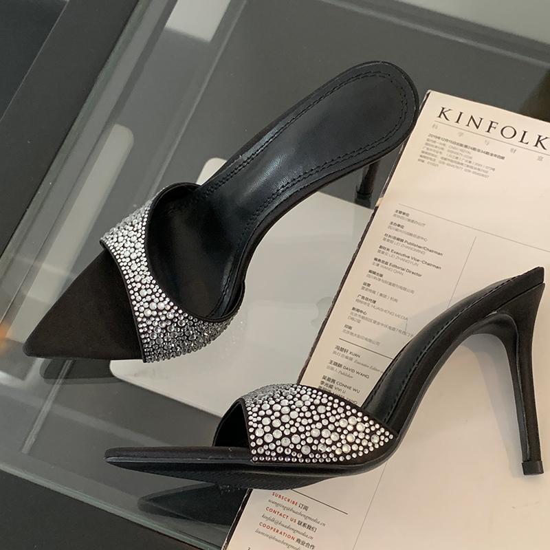 Fashion Leopard Women Sandals Super High Shoes 2024 Heels Rhinestone Designer Fashion Ladies Shoes For Pointed Toe Casual Female Pumps