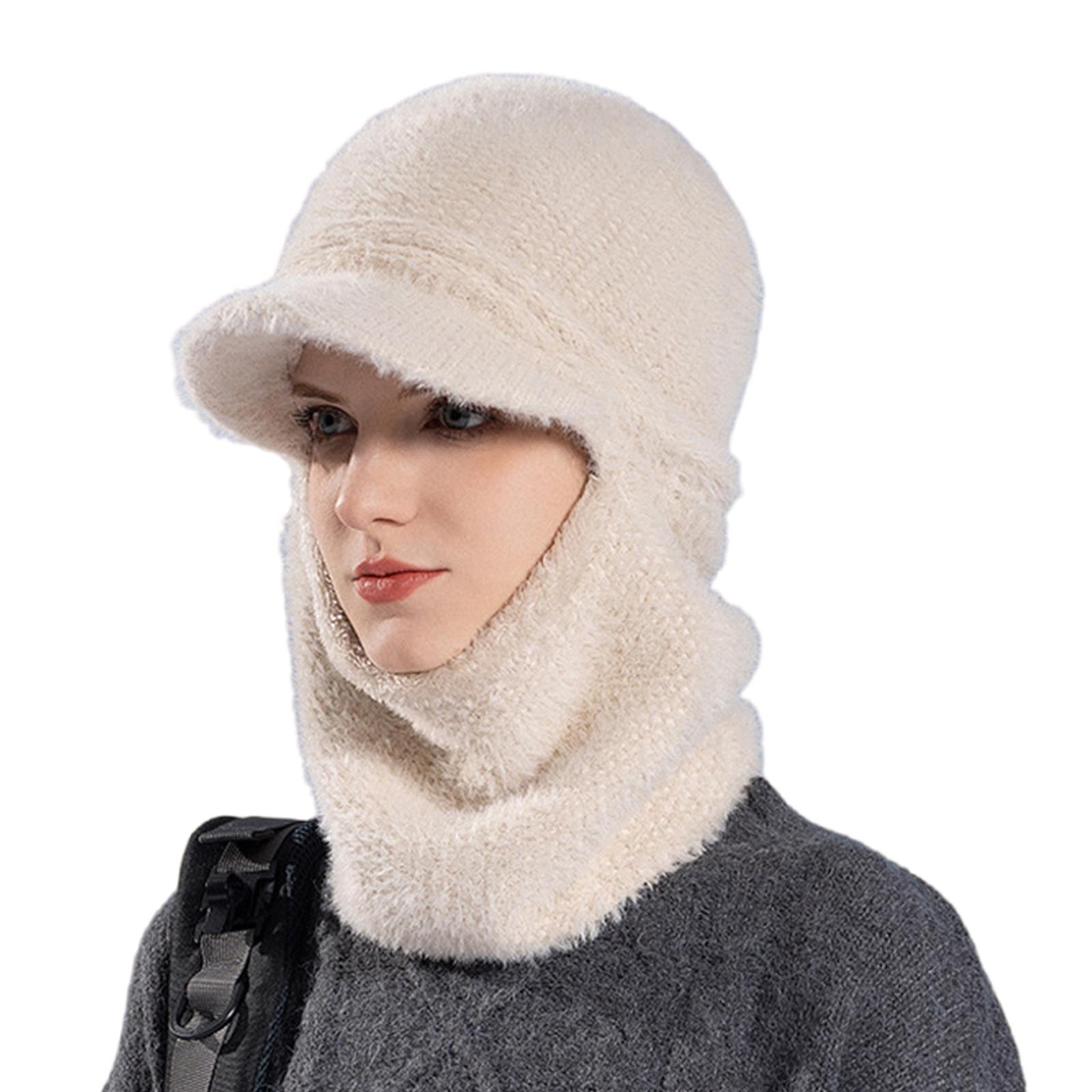 

Пушистая балаклава для активного отдыха Шапка с манишкой Шапка-пуловер Унисекс Пушистые шапки-черепа 2000-х бежевый