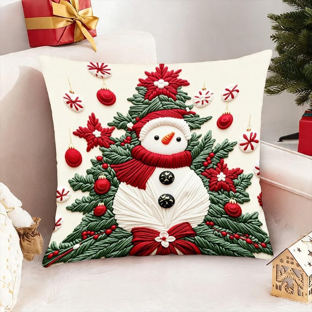 45x45cm Christmas Pillowcase Cartoon Santa Snowman Elk Pillow Case  Christmas Decoration