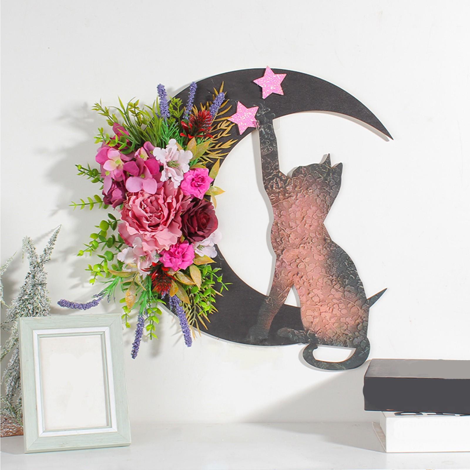 

Венок из кошек-полумесяцев, Растение, Новолуние, Хэллоуин, Луна, Украшение для дома, Подарок для любителя кошек, Подвеска One Size