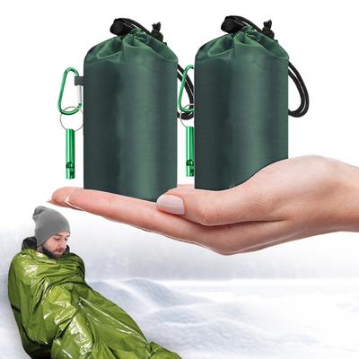 1/2Pcs Emergency Sleeping Bag with Survival Whistle Waterproof Portable Thermal Blanket Lightweight