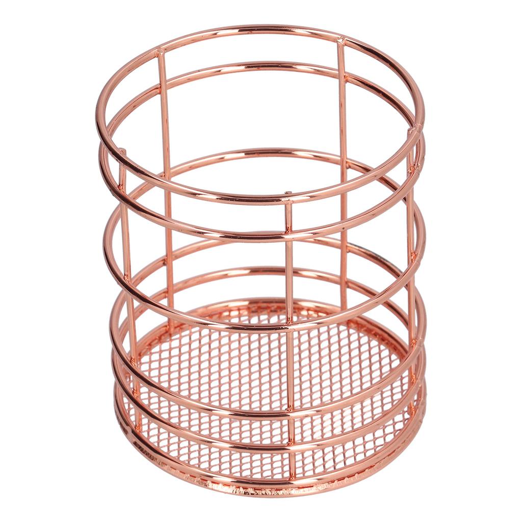 Round Hollow Chopstick Cage Multifunctional Desktop Pen Holder Organizer for Home KitchenRose Gold