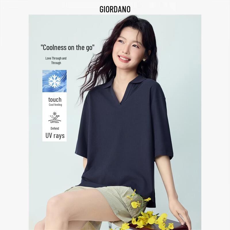 

Giordano Women s V-Neck Cool-Feel Sun Protection Polo Shirt XL