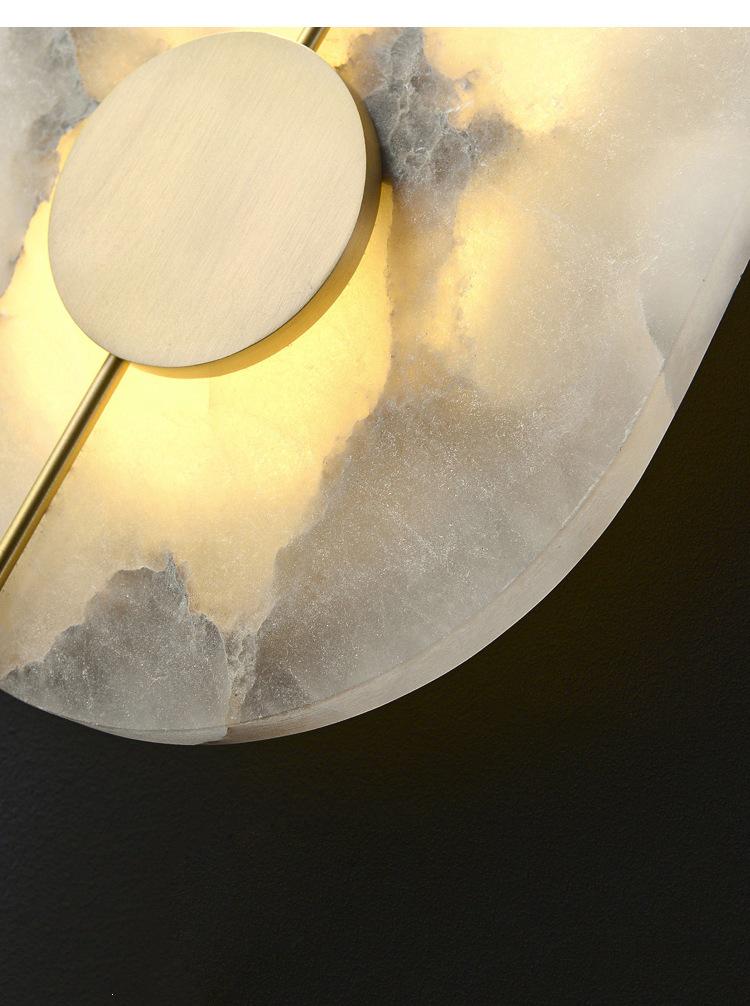 Nordic Luxury Round Natural Marble Wall Lamp for Bedroom and Living Room