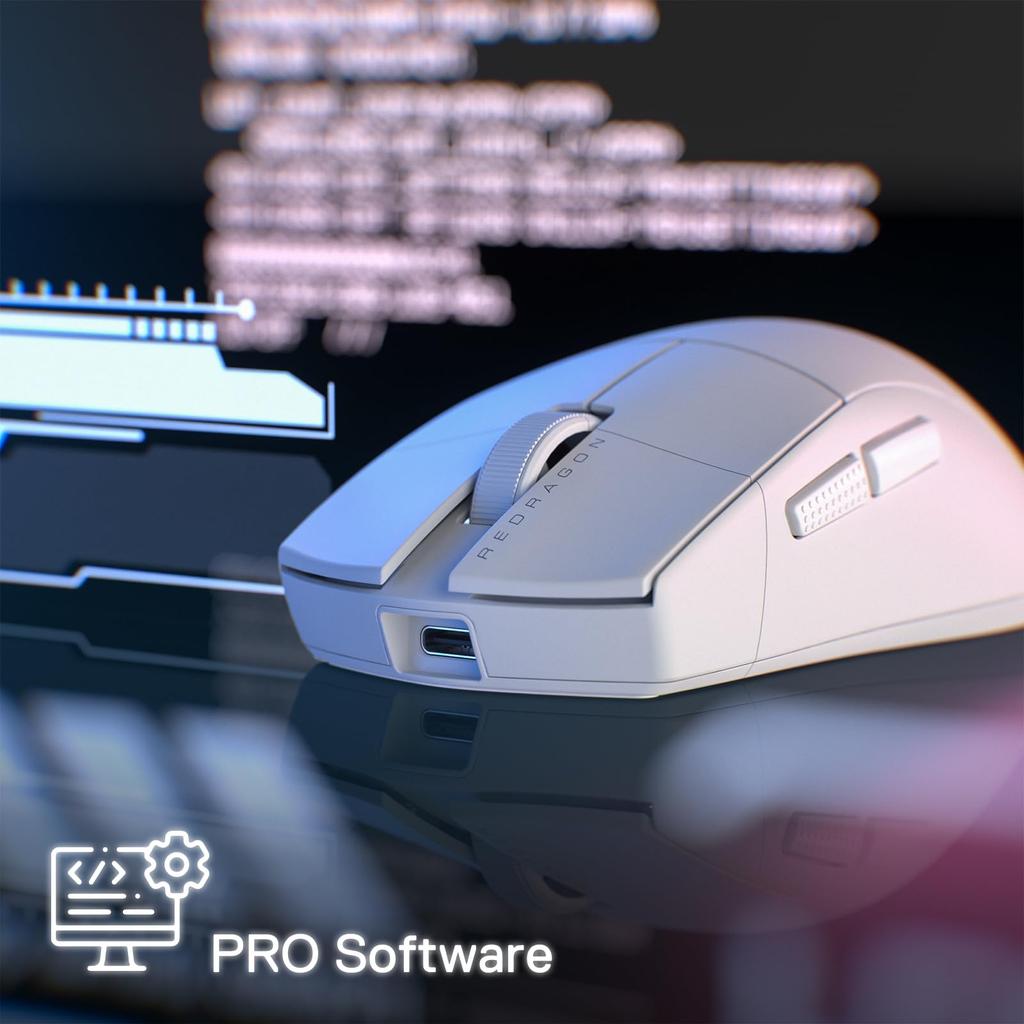 Redragon M916 PRO Wireless Gaming Mouse 49G 26K DPI Mouse Ergonomic Natural Grip Build Fully Programmable Buttons Software Supports DIY Key Binding