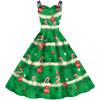 New candy Christmas dress, new European and American green digital print dress, slip dress for women
