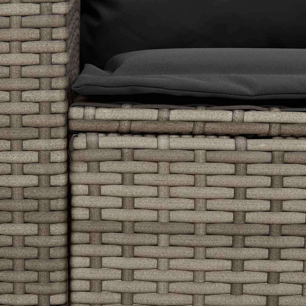 5 Piece Garden Sofa with Cushions Gray Poly Rattan