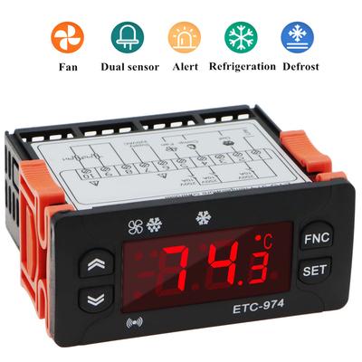 ETC-974 Temperature Controller Refrigerator Defrosting Cooling Control Thermoregulator with Dual NTC Sensor 220V Thermostat