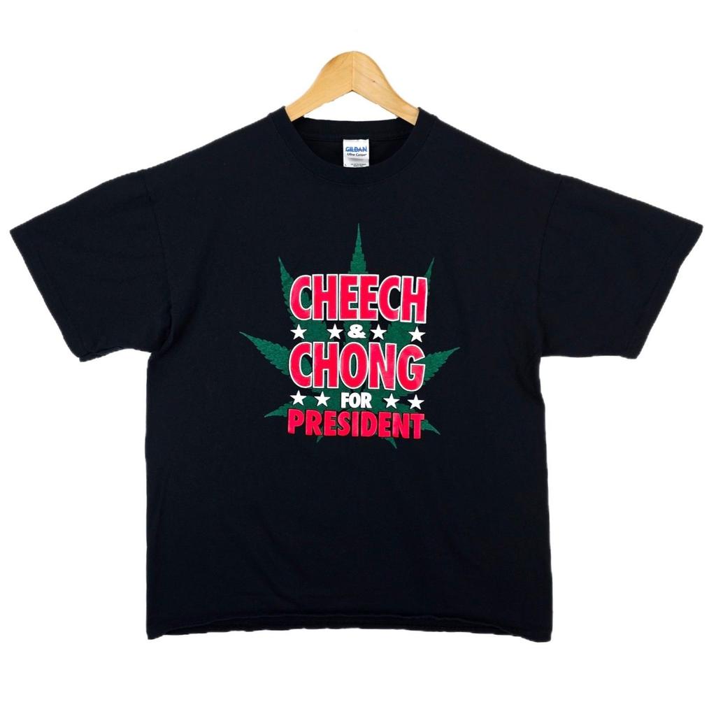 Unisex shirt Cotton Oversize Large Size Y2K Cheech & Chong For President Tour Shirt Mens Large Black Vintage Stoner