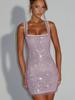 Modisches Trendiges Riemchenkleid in Unifarbe mit Diamantprägung für Damen Winter Neu Sexy Tiefer Rücken Ärmellos Schick Schlank Geschnittenes Kleid