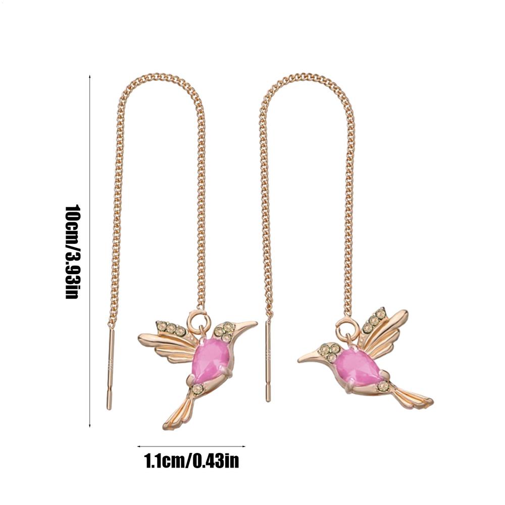 Women's Pendant Earrings Fashionable Wing Spreading Hummingbird Long Pendant Earchain Lady Jewelry Fashionable Wing Spread