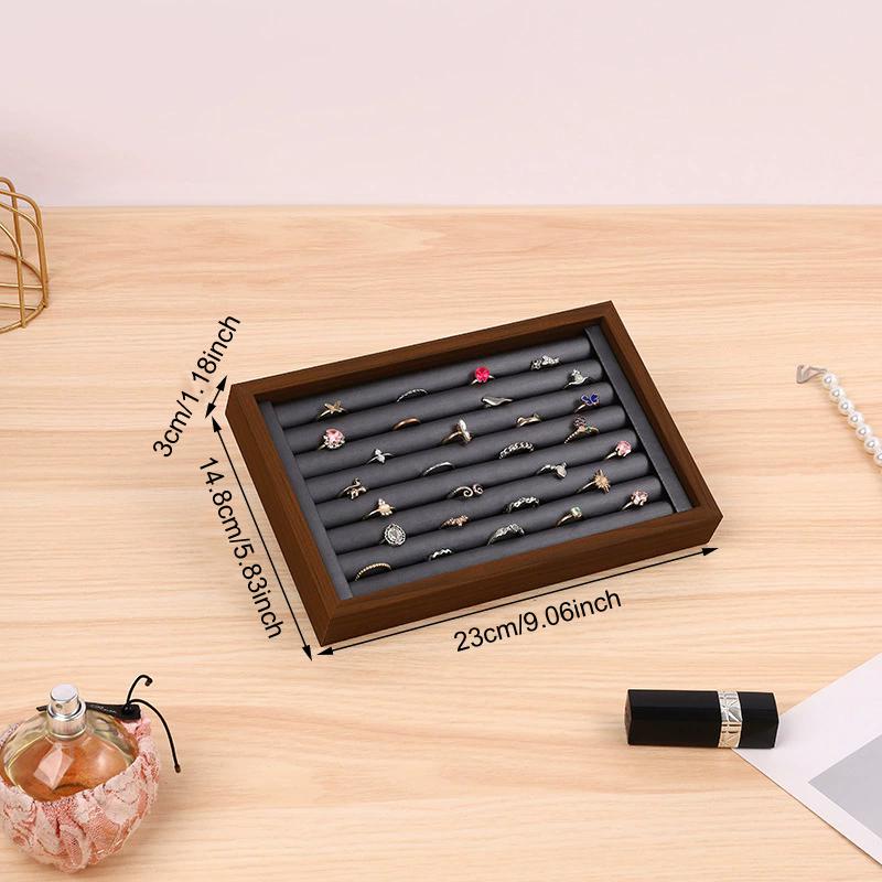 

1pc Vintage Black Walnut Pattern Wooden Jewelry Tray Necklace Bracelet Earrings Ring Display Storage Trays Counter Showcase Prop