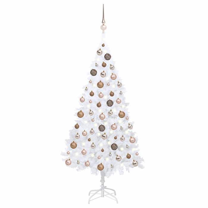 Exclusive House - Pre-lit Artificial Christmas Tree and White Baubles 150 Cm PVC