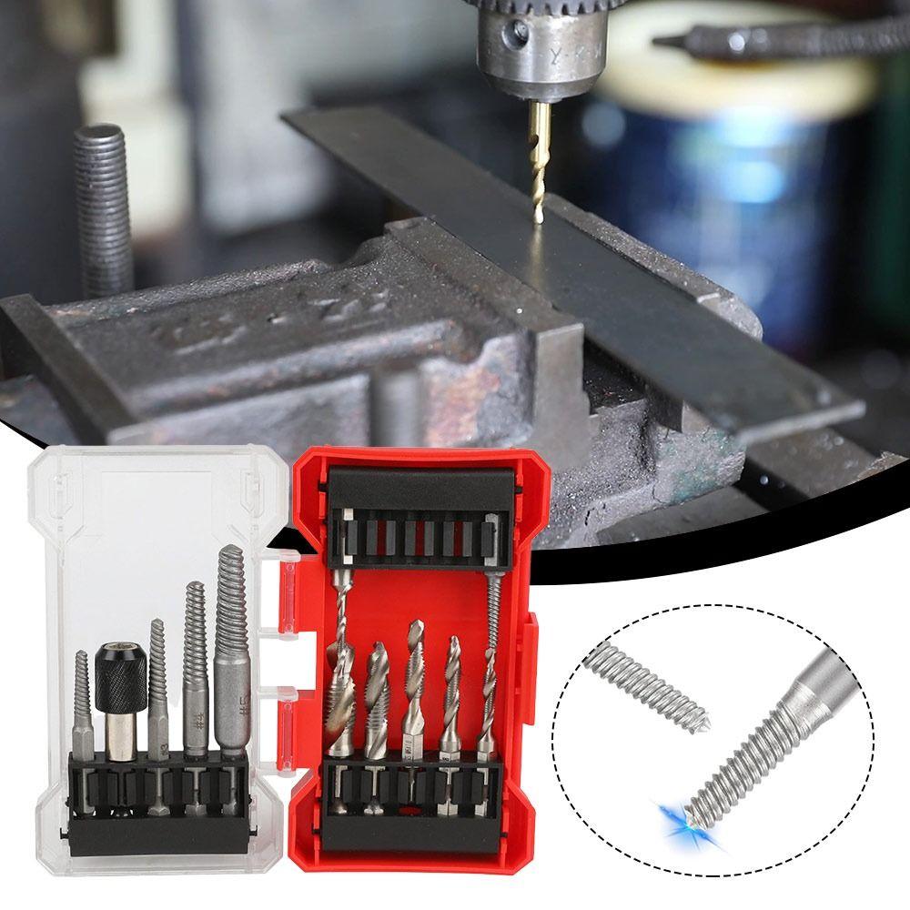 12Pcs/Set Hexagonal Shank Taps Drill Bit Set with Storage Box Anti-slip HSS Screw Tap Drill Bit Tap Extractor