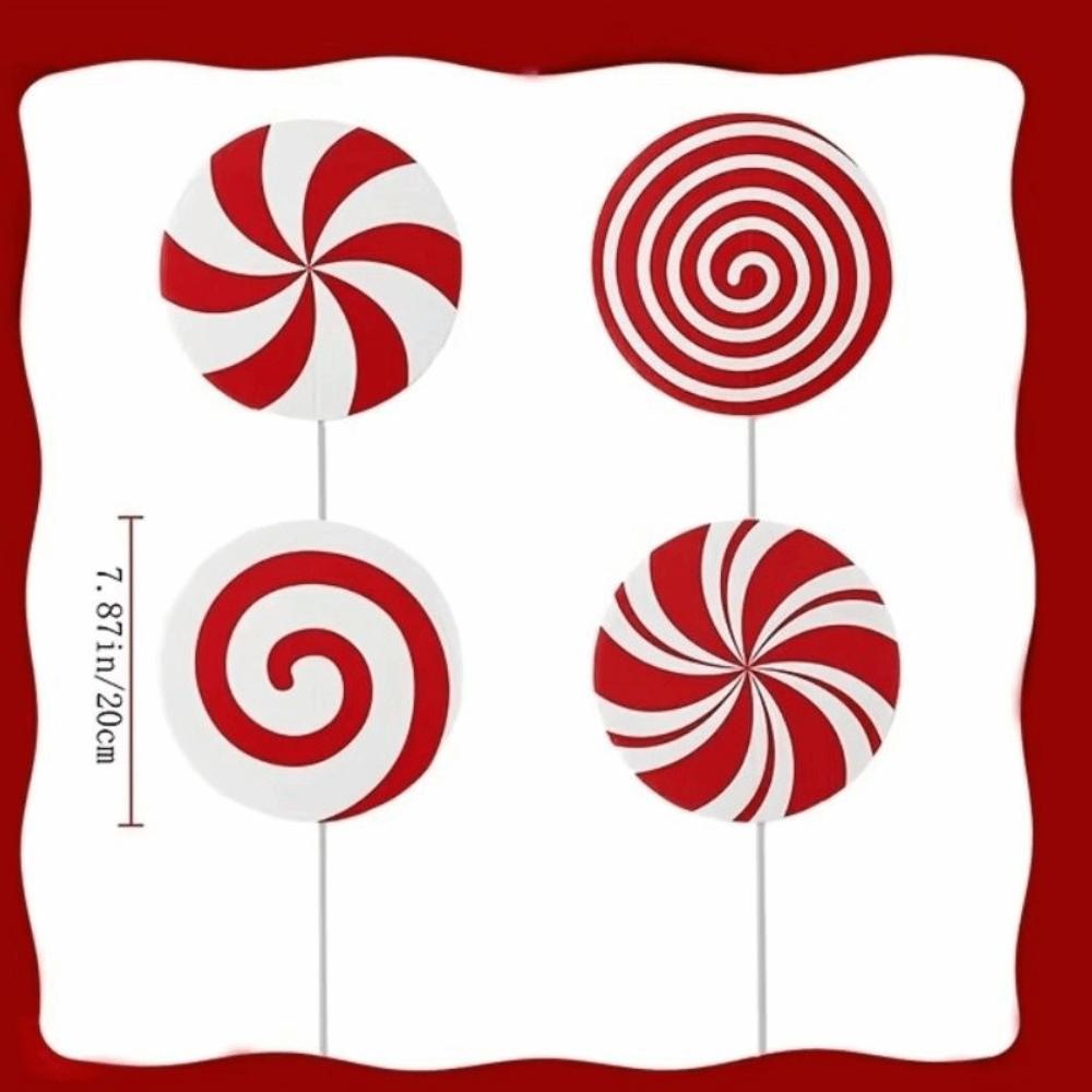 4/8/12Pcs Peppermint Lollipop Picks Christmas Tree Ornaments Large Size Christmas Tree Top Star