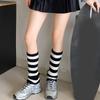 Contrast Color Striped Leg Warmers for Women Girls Ribbed Knitted Boot Covers Over Calf Socks for Dance Parties Hosiery