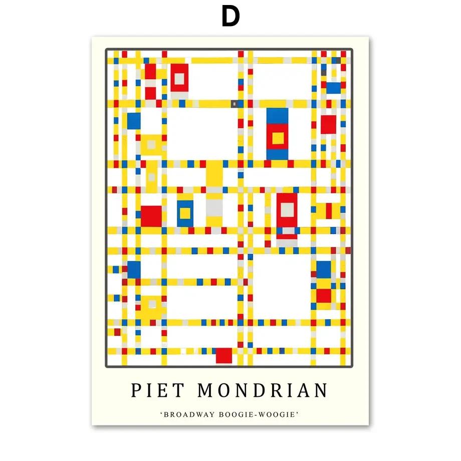 Piet Mondrian Exhibition Poster Modern Abstract Geometric Wall  Prints Canvas  Nordic Pictures For Living Room Decor