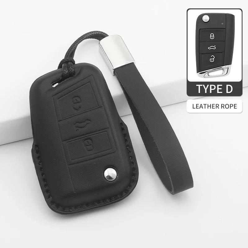 Car Key Cover For VW Volkswagen Beetle Caddy Eos Golf Jetta Polo Scirocco Tiguan Touran UP Keyless Fob Leather Car Key Bag Case