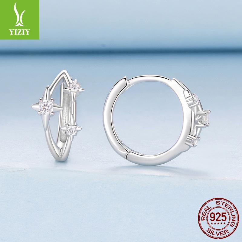 

Простые серьги-клипсы из стерлингового серебра 925 пробы в виде звезды манго, женские серьги-пусеты с подвесками в виде звезд, двойные серьги-звезды