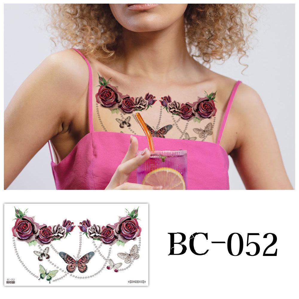 Waterproof Sexy Floral Tattoo Stickers for Chest & Clavicle