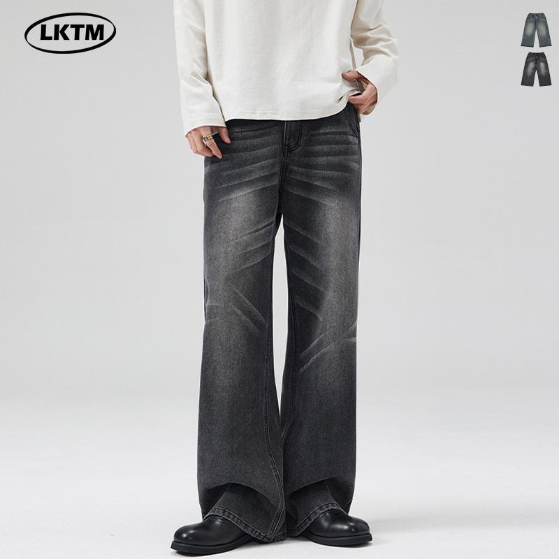 

LKTM Unisex American Washed Wide-Leg Whiskered A-Line Jeans S (90-105 lbs)