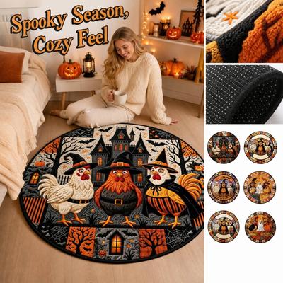60*60cm  Round Halloween Soft Faux Non- Floor for Bedroom Bedside Living Room Fall Decor