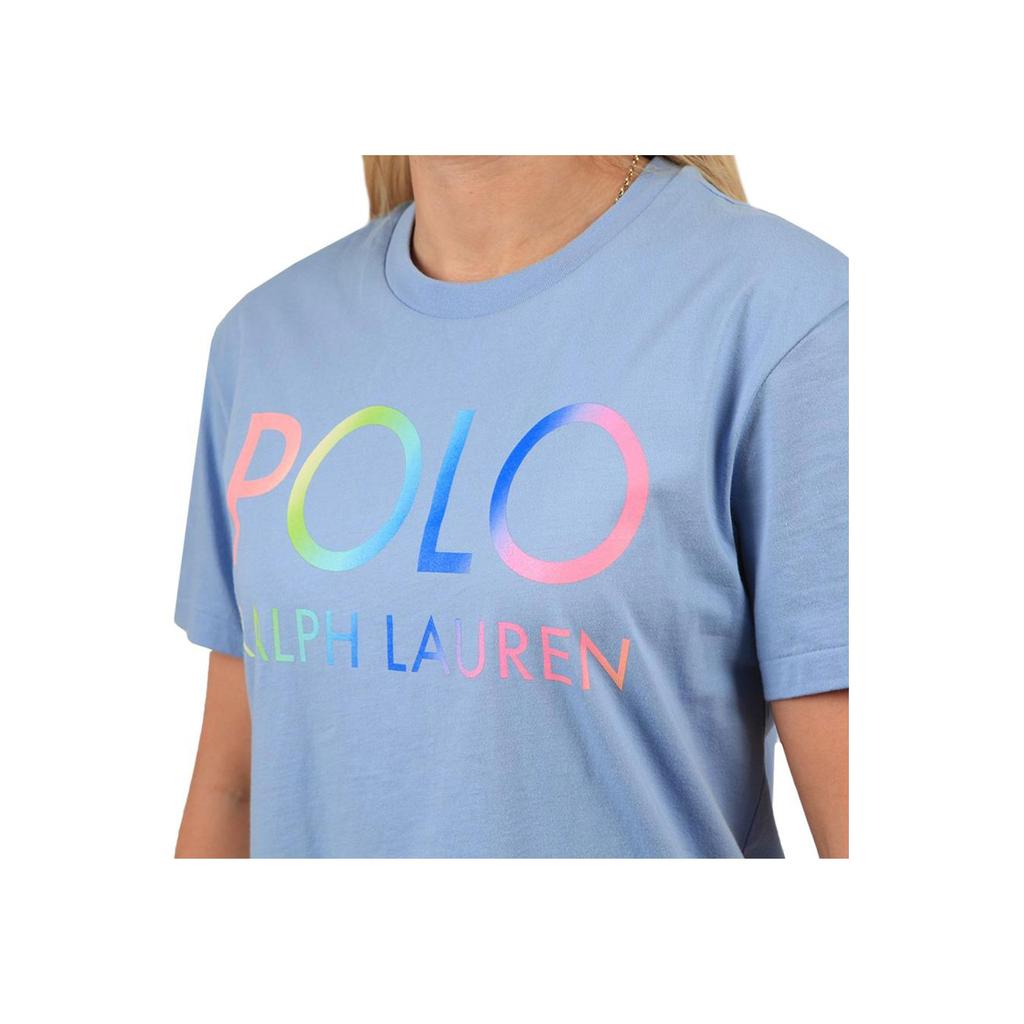 Polo Ralph Lauren Logo Print Round Neck Short Sleeve T-Shirt Women T-Shirts Blue 211838144-002