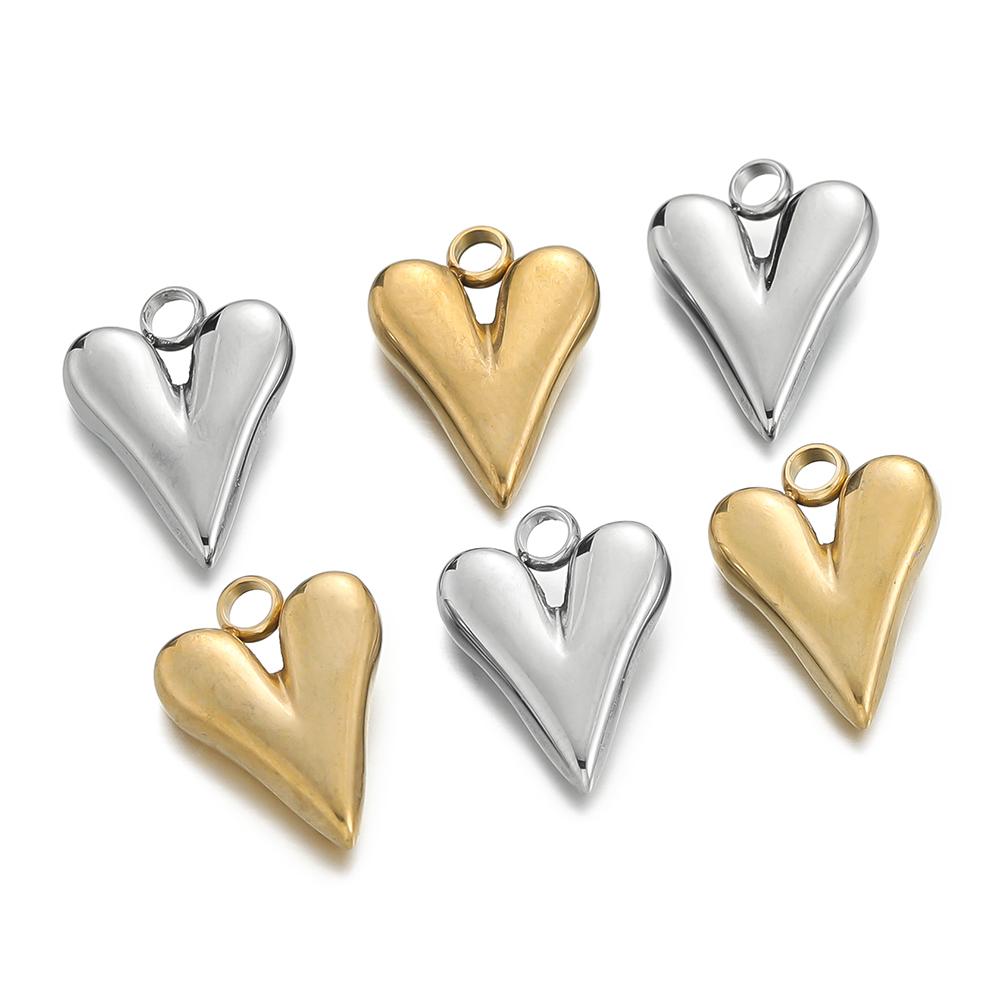 5pcs/lot Stainless Steel Heart Shape Charms Pendants for Handmade DIY Jewelry Necklace Earring Making Accessories