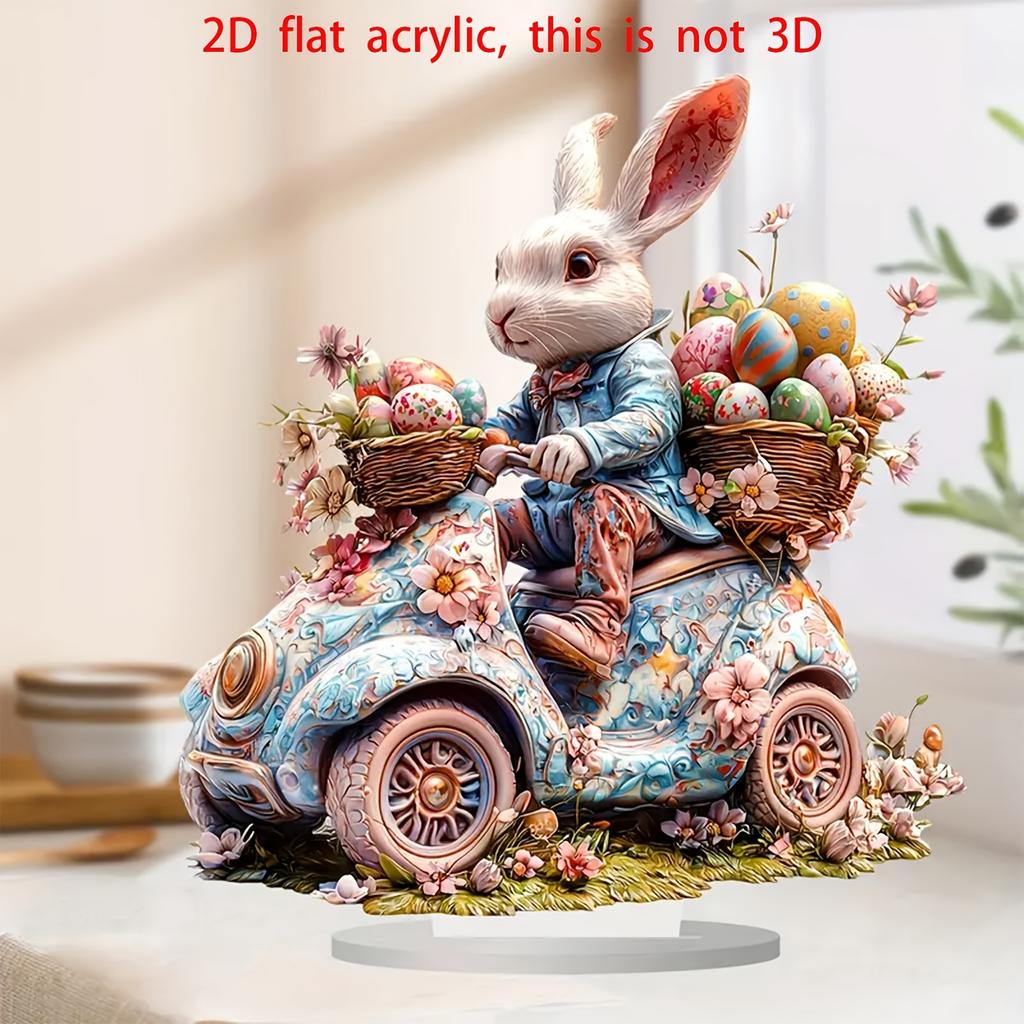 New Easter 2D Visual Rabbit Ornaments Acrylic Holiday Desktop Decoration Cartoon Crafts Ornaments, Holiday Decoration Gifts
